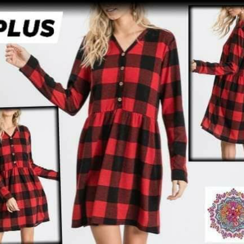 Buffalo Plaid Sweater Dress